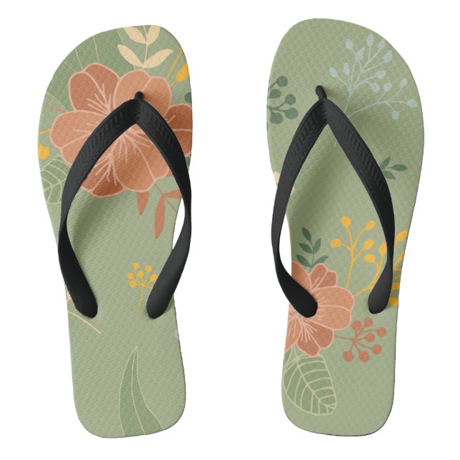 Chanclas flor de flor verde naranja (Plantilla)