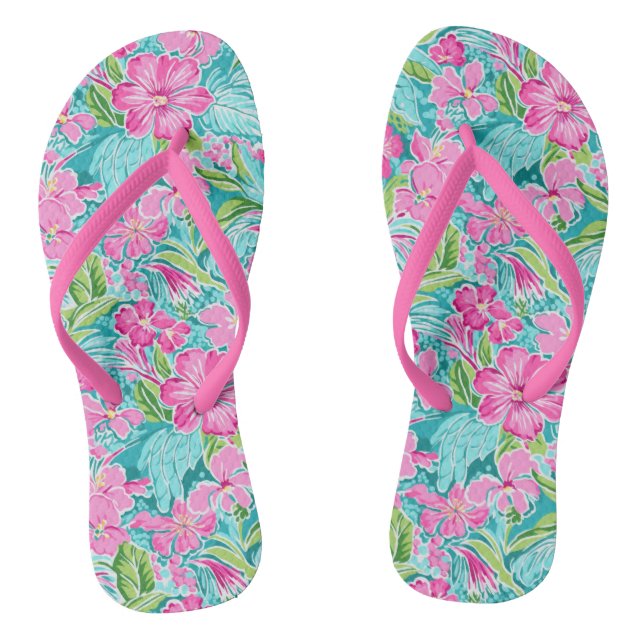 Chanclas Flor de Hibiscus Tropical Preppy (Plantilla)