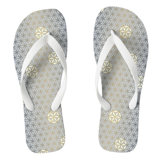 Chanclas Flor de la vida - patrón sin costuras - beige azul (Plantilla)