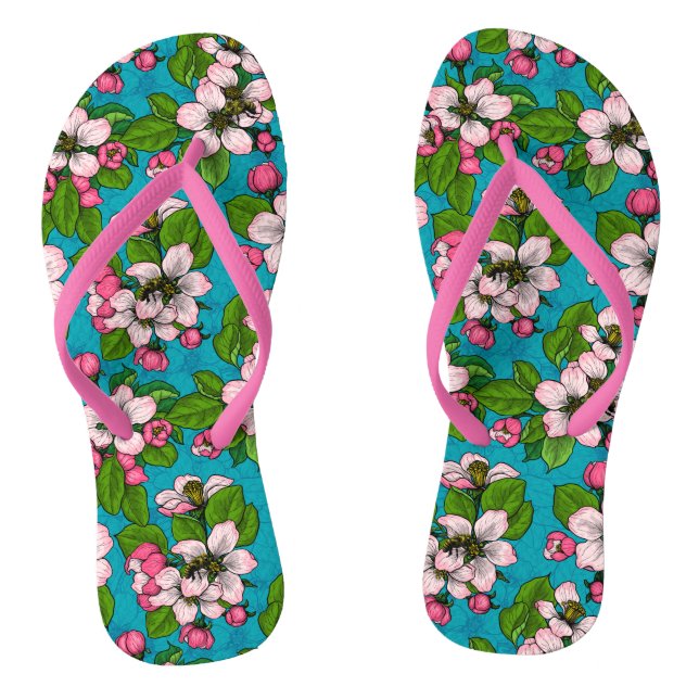 Chanclas Flor de manzana sobre turquesa (Plantilla)