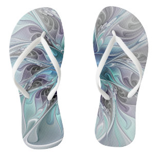 Chanclas Flor Fractal Moderna Con Azul