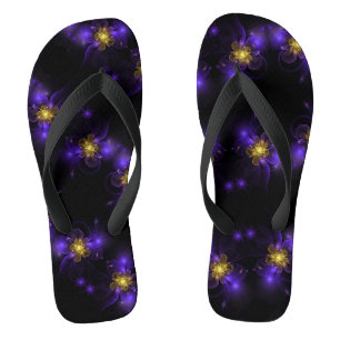 Chanclas Flor Fractal Púrpura Centrada en Dorado