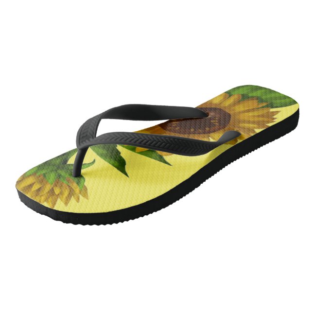 Chanclas flor girasol amarillo natural (Angular)