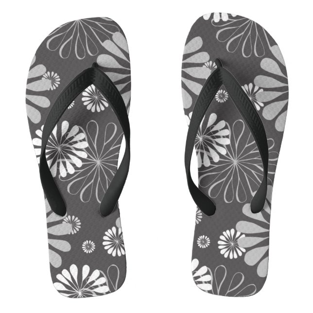 Chanclas flor gris floral (Plantilla)