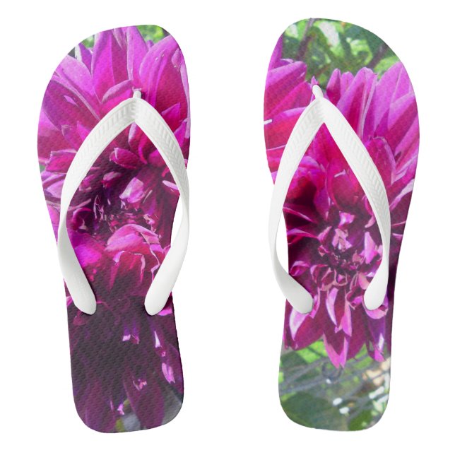 Chanclas Flor morada Dahlia Flip Flops (Plantilla)