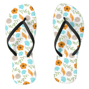 Chanclas Flor Naranja de caracol marino azul