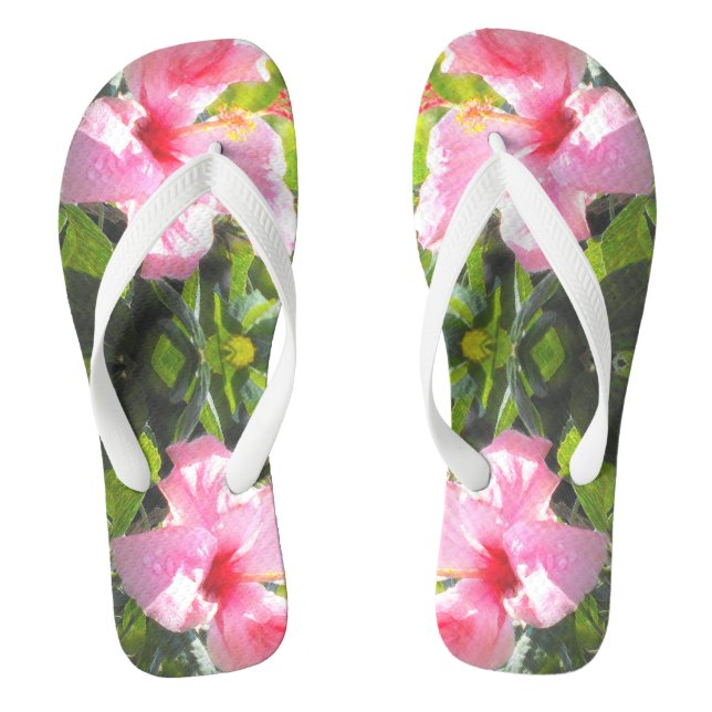 Chanclas Flor rosa hibiscus (Plantilla)