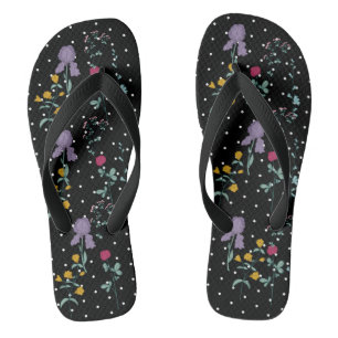 Chanclas Flor Silvestre de Lunares Negros y Blancos