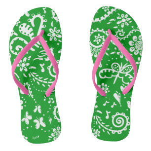 Chanclas flor y corazón floridos florales flameados de labi