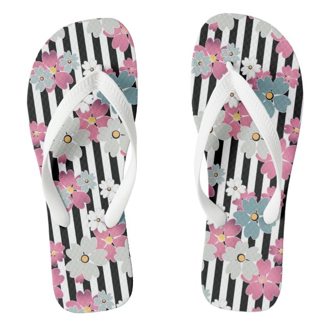 Chanclas Floral, a rayas (Plantilla)