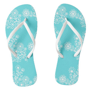 Chanclas Floral Azul Boda Recepción Flip Flops