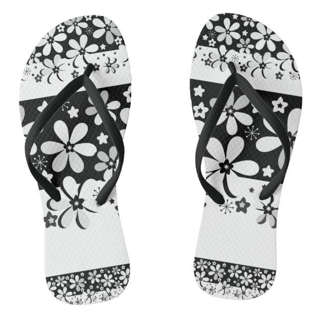 Chanclas Floral blanca y negra (Plantilla)