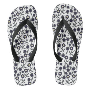 Chanclas Floral Blanco Y Negro