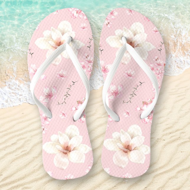Chanclas Floral Cerezo Blossom Rosa (Floral Cherry Blossom Pink Flip Flops)
