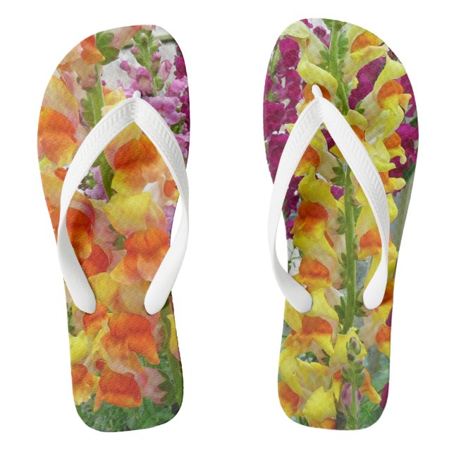 Chanclas Floral colorida de Snapdragons (Plantilla)