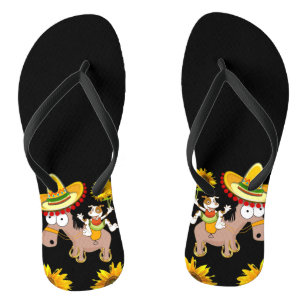 Chanclas Floral de girasol Caballo Flip Flops