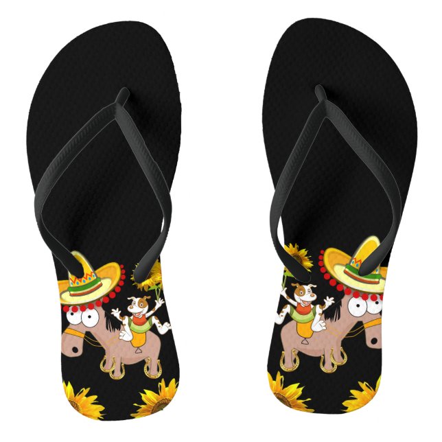 Chanclas Floral de girasol Caballo Flip Flops (Plantilla)