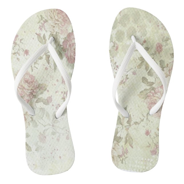 Chanclas Floral de rosa rosada Shabby Chic (Plantilla)