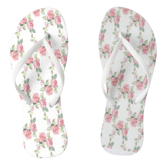 Chanclas Floral de rosa rosada Shabby Chic (Plantilla)