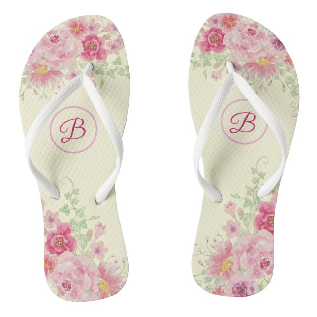 Chanclas Floral de rosas rosadas (Bridesmaids) (Plantilla)