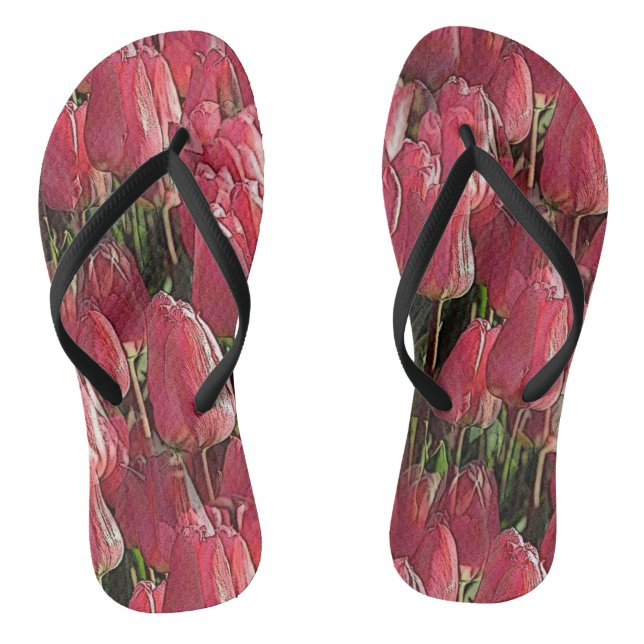 Chanclas Floral de tulipanes rosados (Plantilla)