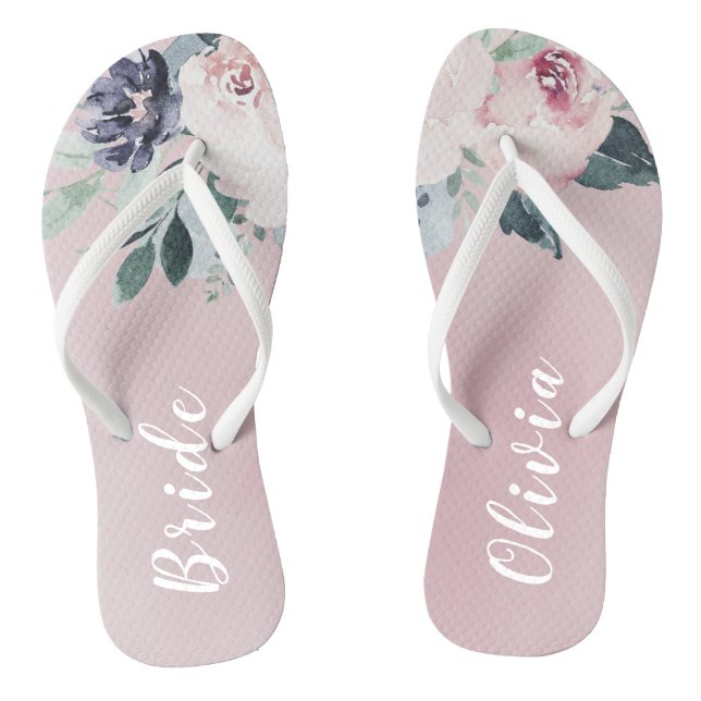 Chanclas Floral floral floral floreciente novia personaliza (Plantilla)