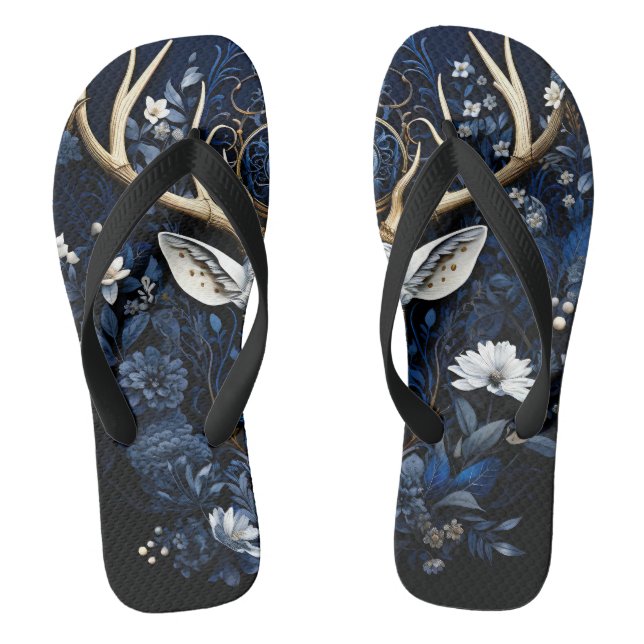 Chanclas Floral Gótico Ciervo Celestial Medianoche  (Plantilla)