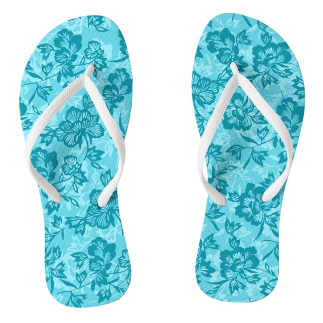Chanclas Floral hawaiana vintage Iwalani - Verde azulado (Plantilla)