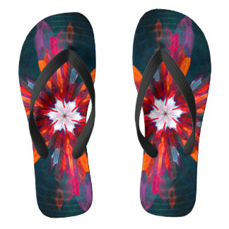 Chanclas Floral Mandala Flores Naranja Azul Rojo Resumen