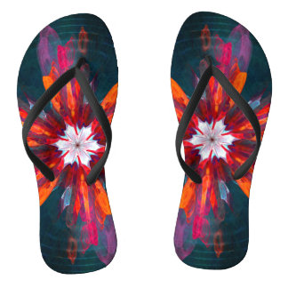 Chanclas Floral Mandala Flores Naranja Azul Rojo Resumen