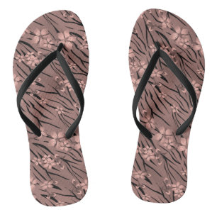 Chanclas Floral, marrón, tigre patrón