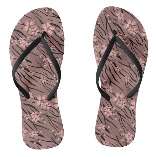 Chanclas Floral, marrón, tigre patrón (Plantilla)