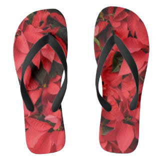 Chanclas Floral navideña de Navidades de la Poinsettias Roj
