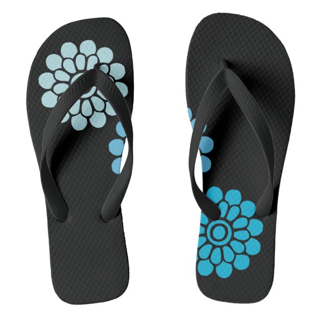 Chanclas Floral Negro y Azul (Plantilla)