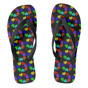 Chanclas Floral Rainbow Love Hearts Flip Flops