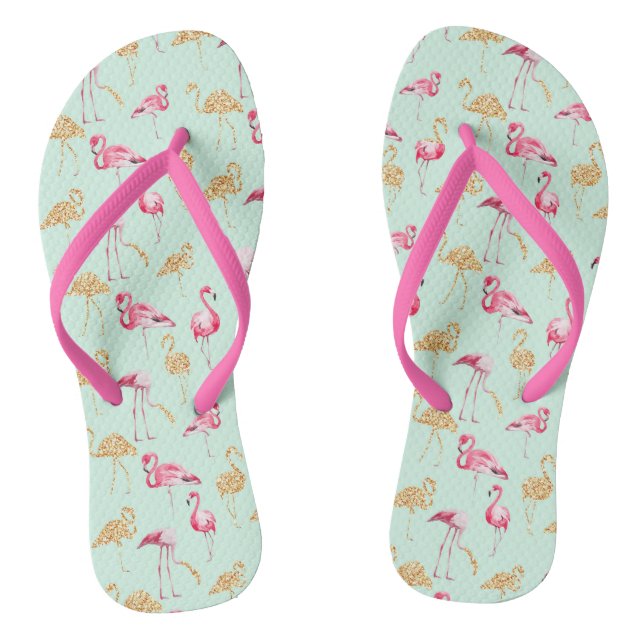 Chanclas Floral rosa y dorada flamenco (Plantilla)