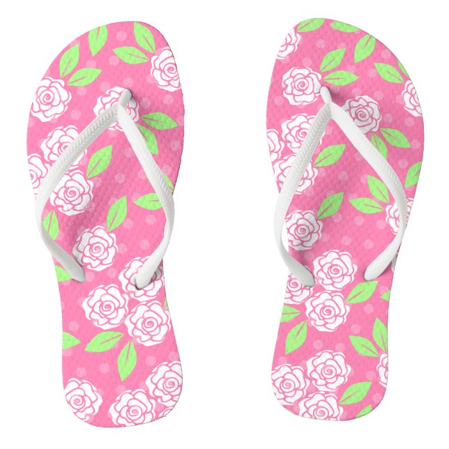 Chanclas Floral rosa y verde (Plantilla)