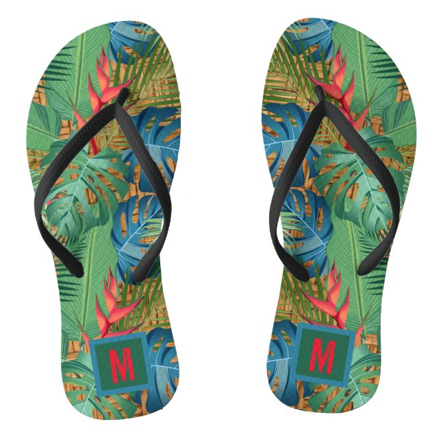 Chanclas Floral tropical monogramada (Plantilla)