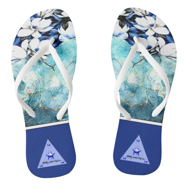 Chanclas Florales Azules (Plantilla)