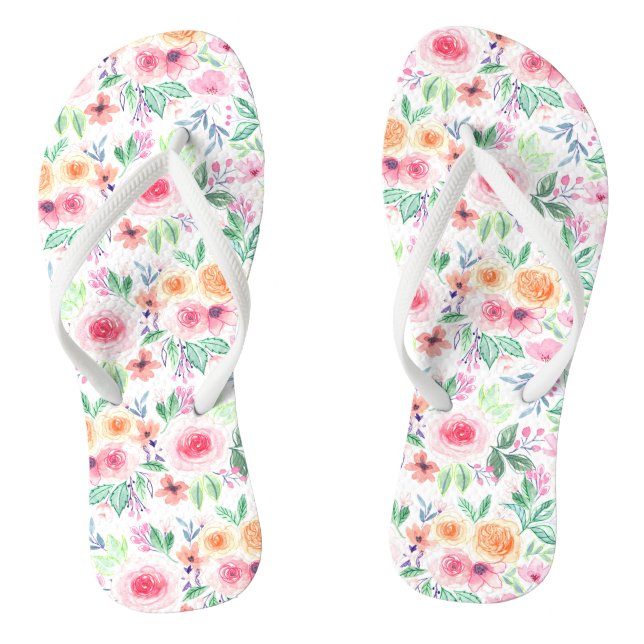 Chanclas Flores acuarelas y hojas (Plantilla)
