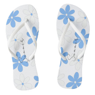 CHANCLAS FLORES AZULES Y BLANCOS DE PATRÓN FLORAL SUMERY