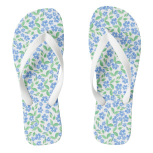 Chanclas Flores blancas bonitas del bígaro del verde azul