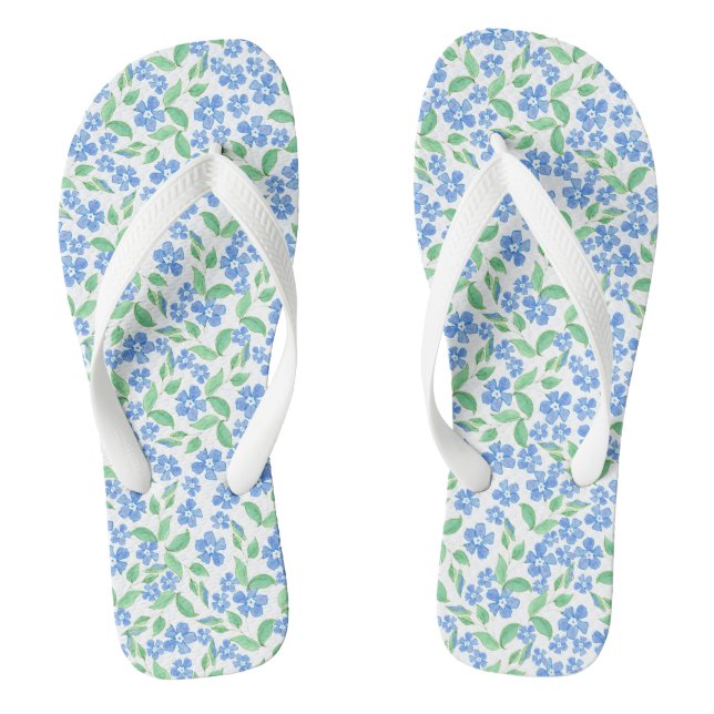 Chanclas Flores blancas bonitas del bígaro del verde azul (Plantilla)