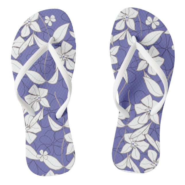 Chanclas Flores blancas en Periwinkle (Plantilla)