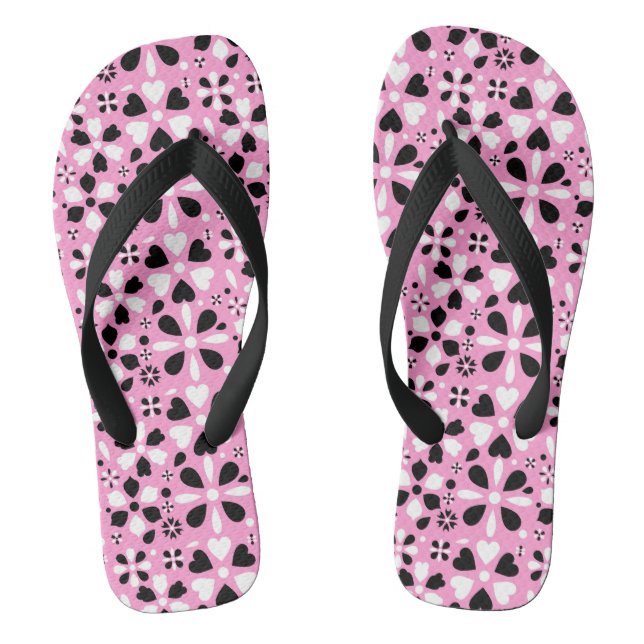 Chanclas Flores blancas negras y ricas (Plantilla)