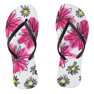 Chanclas Flores blancas y rosas singulares