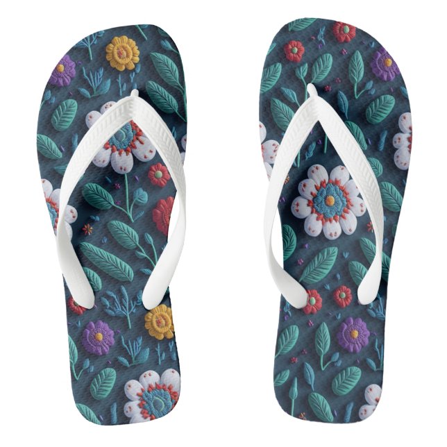 Chanclas flores bordadas (Plantilla)