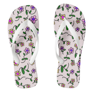 Chanclas Flores Coloridas, Patrón Floral, Verdor, Boho