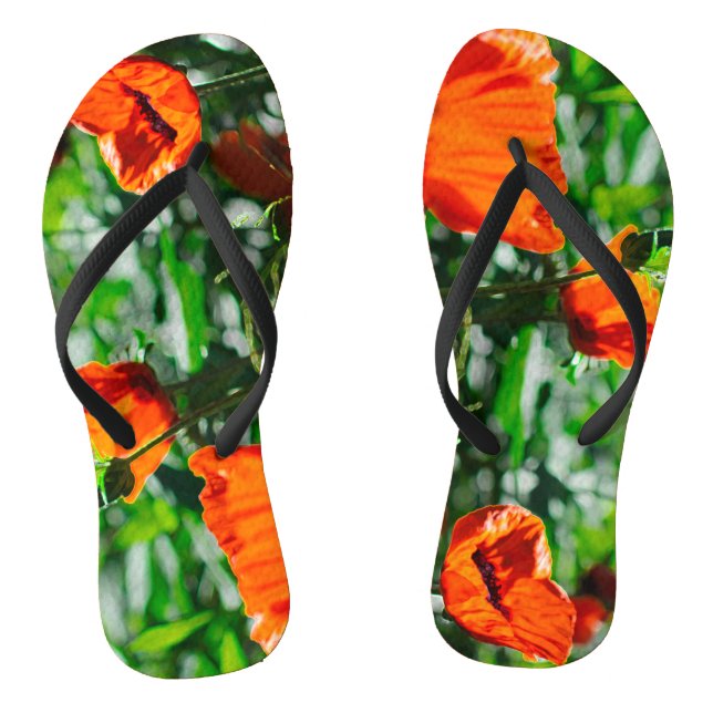 Chanclas Flores de adormidera de Naranja rojo estilizado (Plantilla)