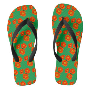 Chanclas Flores de amapola naranja Flip Flops